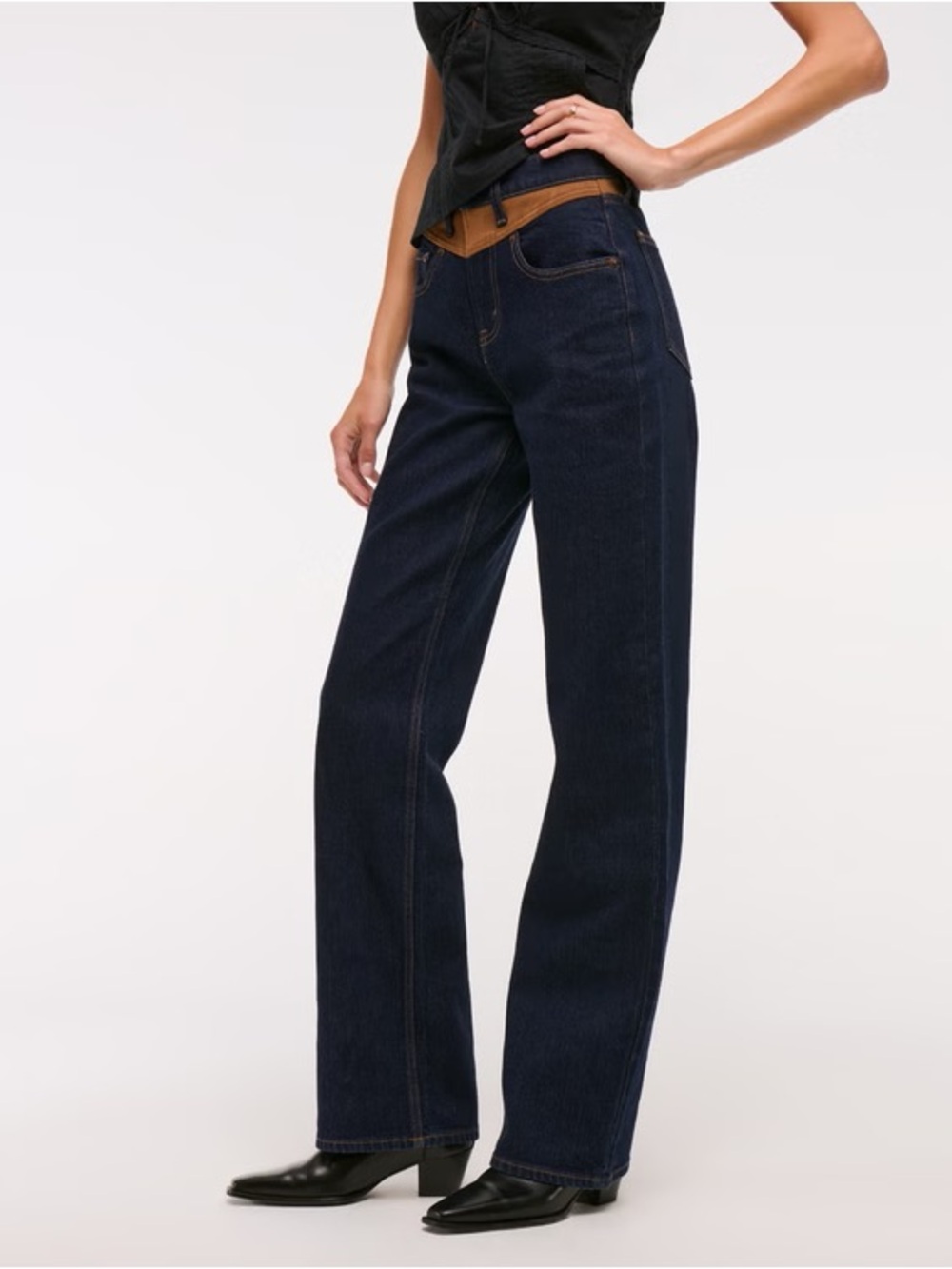 Abercrombie & Fitch High Rise 90s Relaxed Vegan Suede Yoke Jean